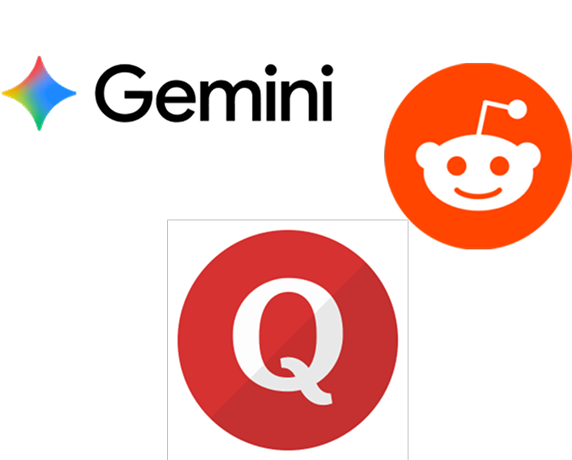Gemini, Reddit, and Quora research sources